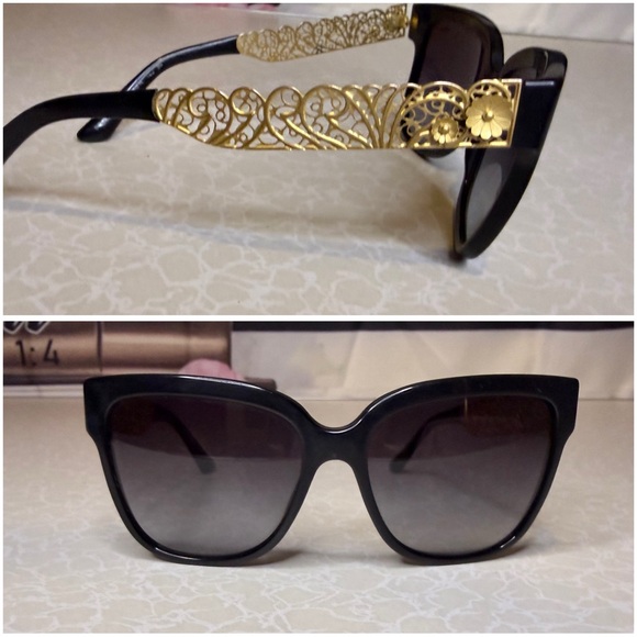 Dolce & Gabbana Accessories - Dolce & Gabbana Sunglasses with Black Frame and Gold Filigree